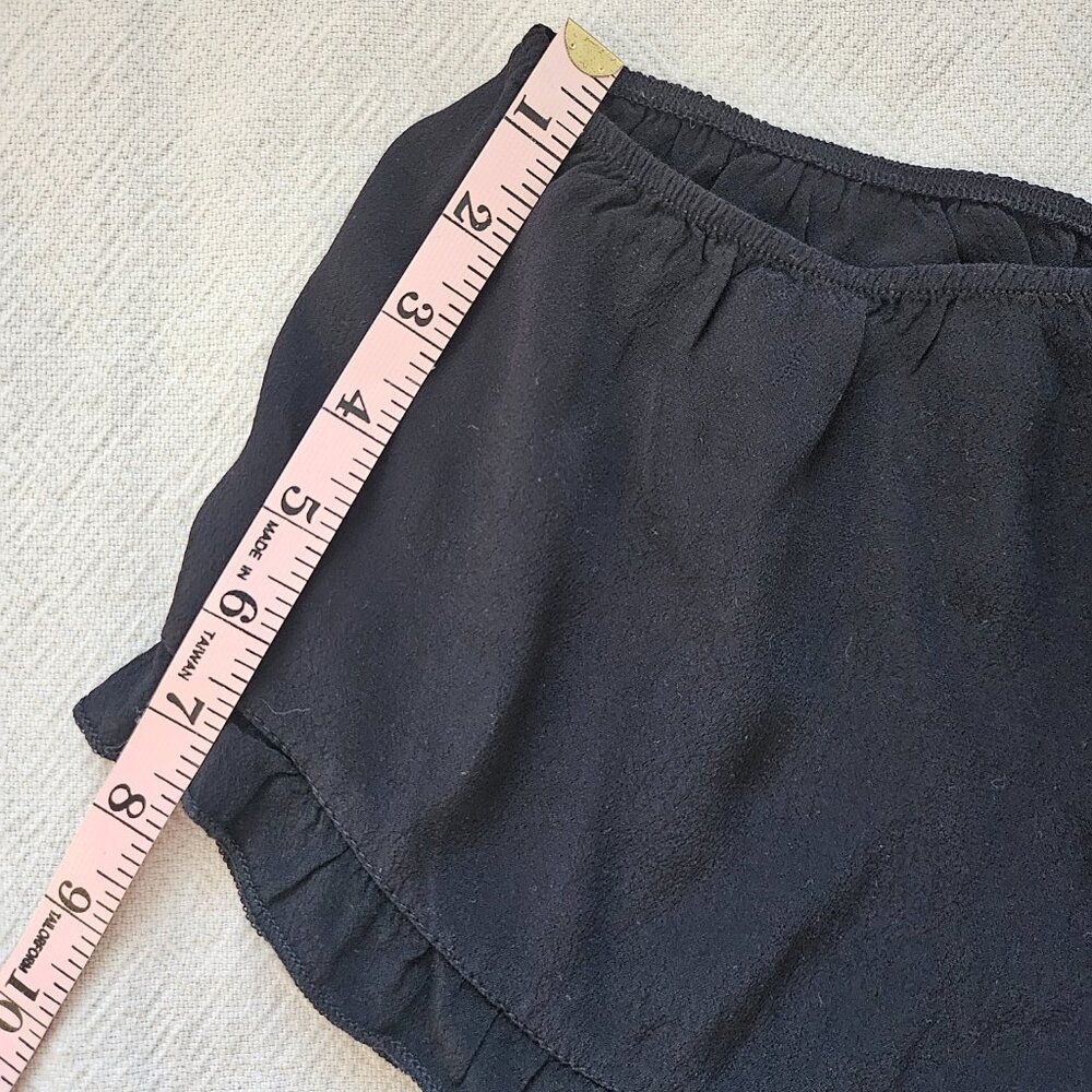 Black Ruffle Lounge Shorts Soft Sleep Shorts Relaxed Fit L - Picture 3 of 4